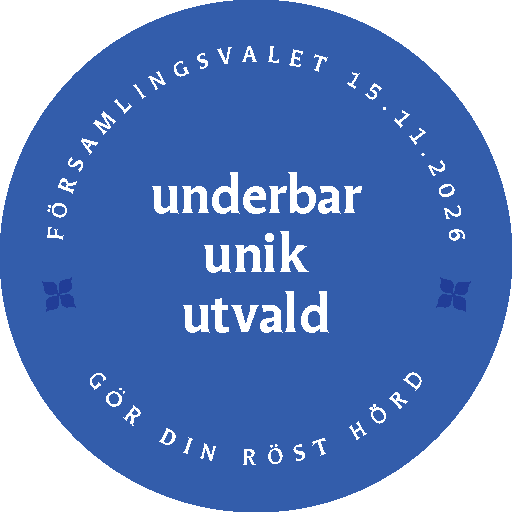 Underbar, unik, utvald. Församlingsvalets logo