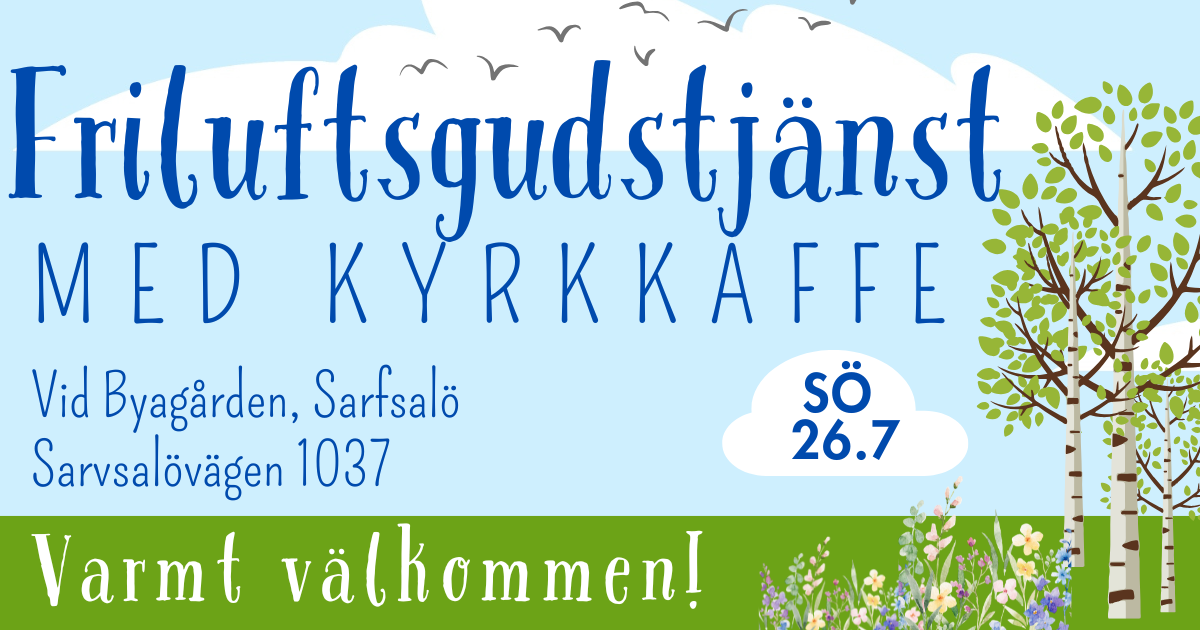 Himmel, moln, fåglar, björkar och blommor