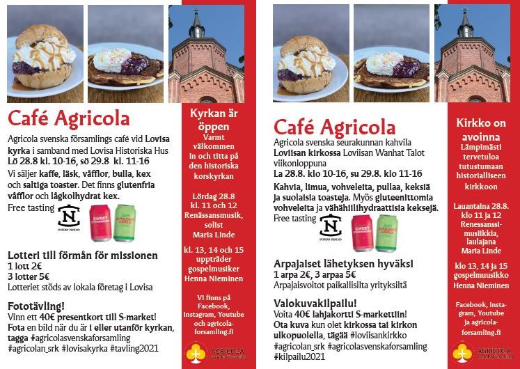 Affisch med info om café Agricola